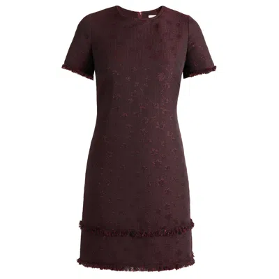 SANTORELLI WOMEN'S PURPLE MELANIA SHORT SLEEVE SHIFT DRESS IN TONAL JACQUARD