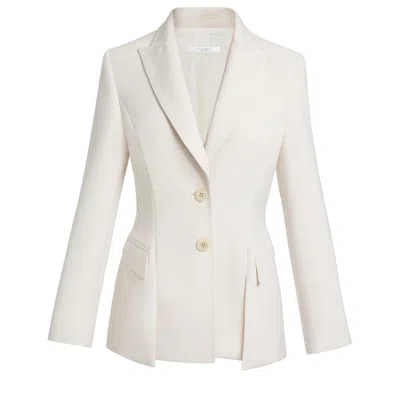 Santorelli Women's White Mimi Double Button Open Flap Jacket In Soft Stretch Crepe
