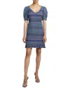 Santorelli Wool-blend Bianca Shift Dress In Blue