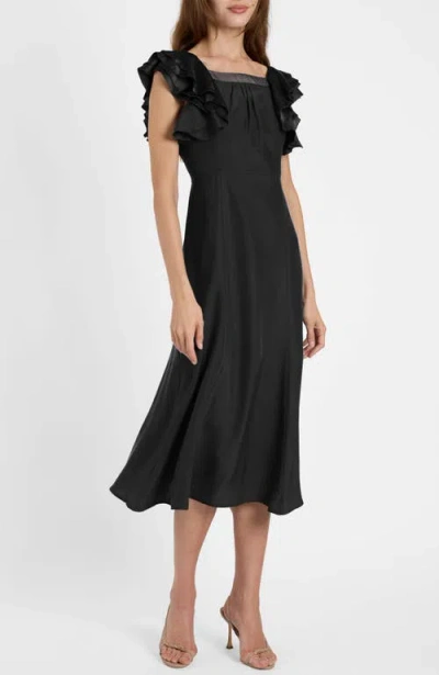 Santorelli Yeda Fit And Flare Midi Dress In Black