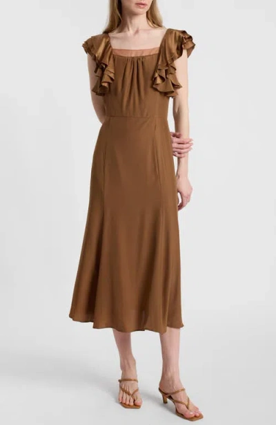 Santorelli Yeda Fit And Flare Midi Dress In Brown