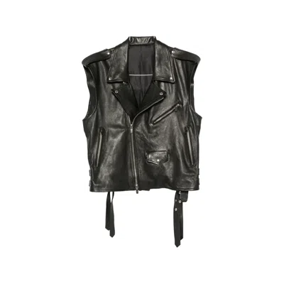 Santoro Biker-style Leather Jacket In Black