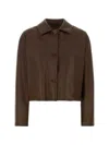 Santoro Buttoned Leather Jacket In Brown