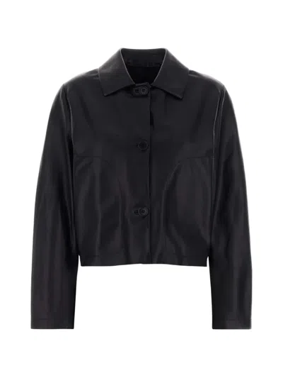 Santoro Button-fastening Leather Jacket In Black
