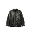 Santoro Button-up Leather Jacket In Black