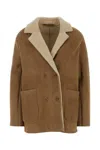 Santoro Camel Suede Jacket In Brown