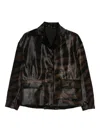 Santoro Flap-pocket Animal-print Leather Jacket In Black