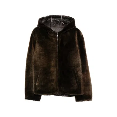 Santoro Hooded Zip-up Jacket In Brown