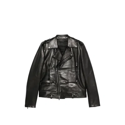 Santoro Leather Biker Jacket In Black