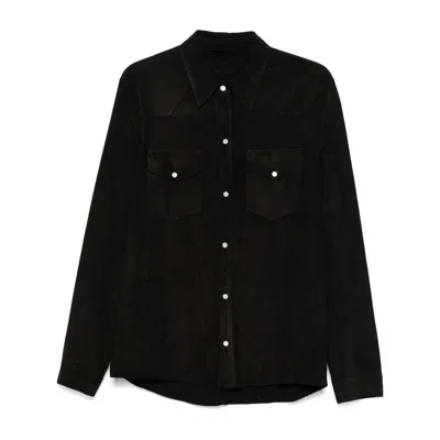 Santoro Leather Outerwears In Black