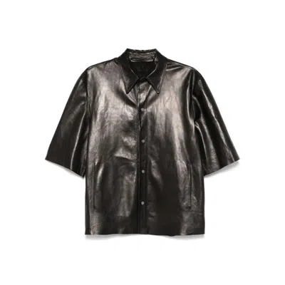 Santoro Leather Outerwears In Black