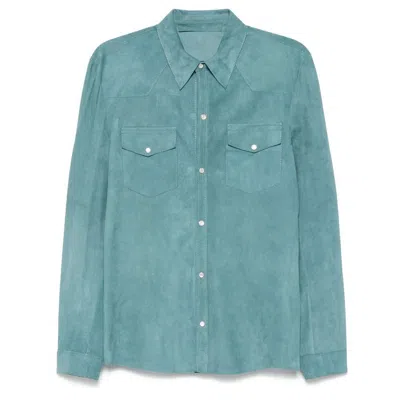 Santoro Leather Outerwears In Blue