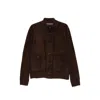 Santoro Patch-pocket Suede Jacket In Brown