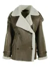 Santoro Shearling-fur Double-breasted Jacket In Brown