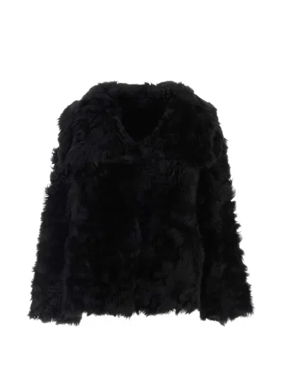 Santoro Shearling-texture Jacket In Black