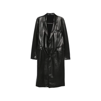 Santoro Single-breasted Leather Jacket In Black