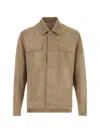 Santoro Suede Flap-pocket Jacket In Brown
