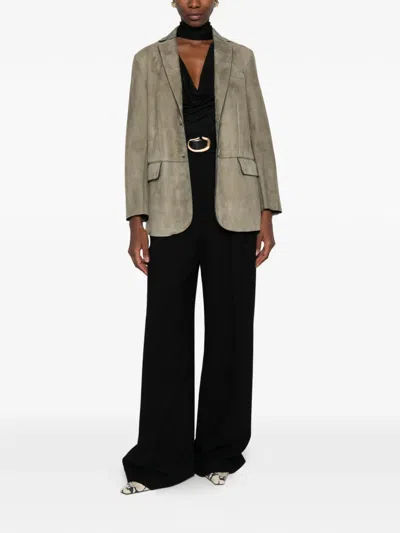 Santoro Suede Notched-lapel Jacket In Gray