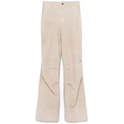 Santoro Suede Trousers In Neutral