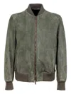 Santoro Suede Zip-up Jacket In Green