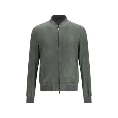 Santoro Zip-up Bomber Jacket In Green