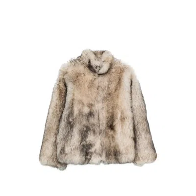 Santoro Zip-up Faux-fur Coat In Neutrals/grey
