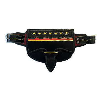 Santuario Women's La Riñonera Leather Cowhide Belt Bag, Black