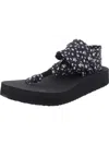 Sanuk Sling Midform Womens Floral Print Wedge Slide Sandals In Black
