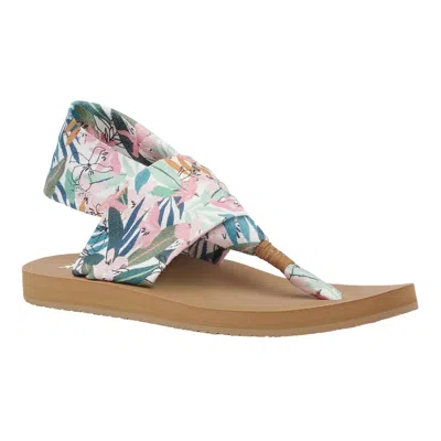 Sanuk Sling Soft Top Tropical Pink / Green 1128419-pkgr Women's In Multi