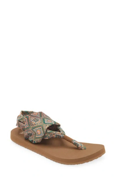 Sanuk Tile Slingback Sandal In Green/gold