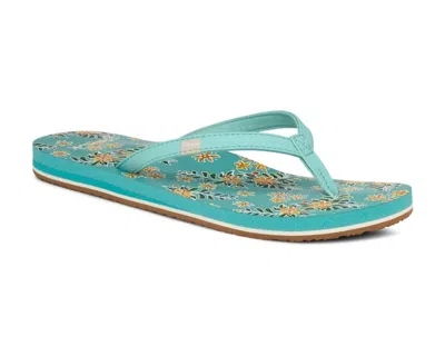 Sanuk Women's Yoga Joy Vintage Floral Sandal In Aqua Splash In Multi