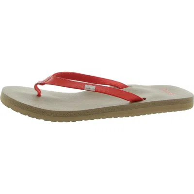 Sanuk Womens Faux Leather Slide Flip-flops In Orange