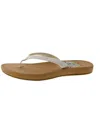Sanuk Womens Faux Leather Slip On Flip-flops In White/tan