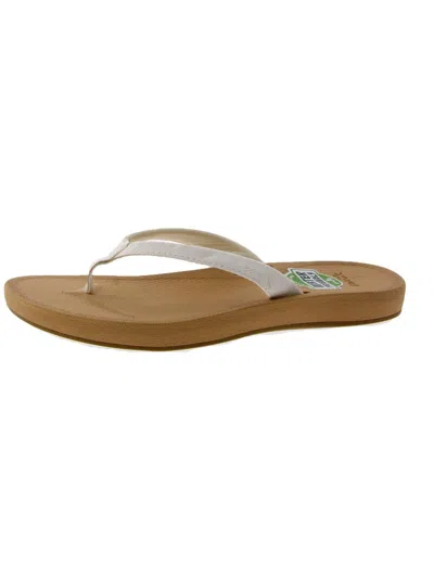 Sanuk Womens Faux Leather Slip On Flip-flops In White