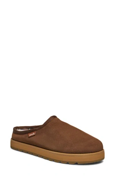 Sanuk Yoga Cloud Lounger Leather Slipper In Brown