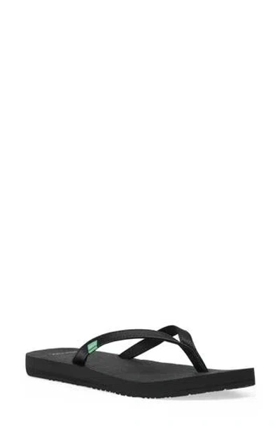 Sanuk Yoga Coral Flip Flop In Black