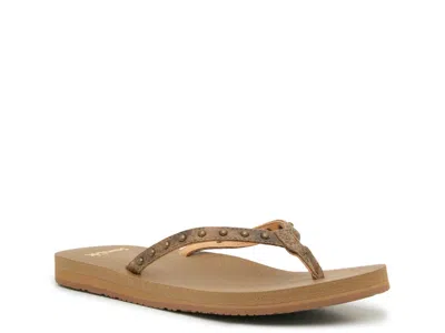 Sanuk Yoga Joy Ii Stud Flip Flop In Brown