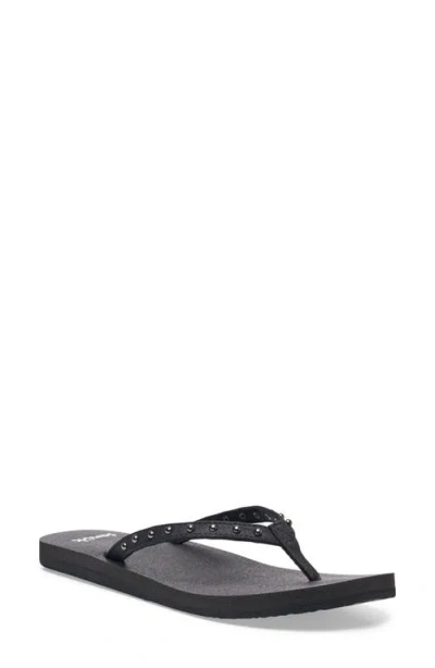 Sanuk Yoga Joy Ii Stud Flip Flop In Black