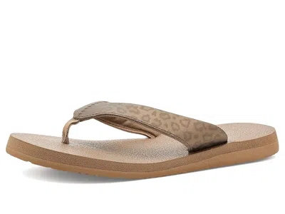 Sanuk Yoga Mat Ii Leather Women's Sandals Leopard Metallic: 6 B - Medium In White