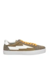 Sanyako Man Sneakers Military Green Size 9.5 Leather, Textile Fibers In Green