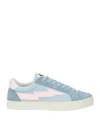 SANYAKO SANYAKO WOMAN SNEAKERS PASTEL BLUE SIZE 7 LEATHER, TEXTILE FIBERS