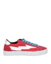 Sanyako Woman Sneakers Red Size 6.5 Leather, Textile Fibers