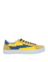 Sanyako Woman Sneakers Yellow Size 9.5 Leather, Textile Fibers