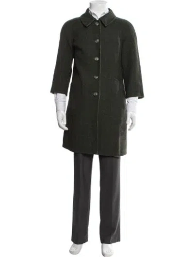 Pre-owned Sanyo Tweed Pattern Coat In Green