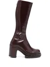 Sapio 90mm Patent-finish Boots In Burgundy
