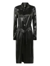Sapio Belted Satin Coat In Black