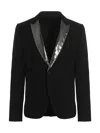 Sapio Lapel Detail Smoking Blazer With Flap Pockets In Black