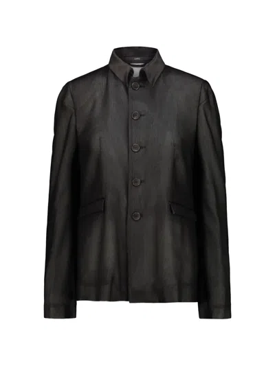 Sapio Button Collared Jacket In Black