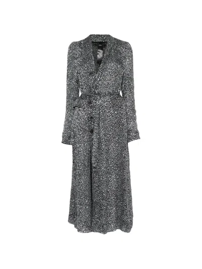 Sapio Buttoned Patterned Coat In Black