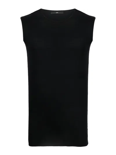 Sapio Jersey-texture Round-neck Tank Top In Black